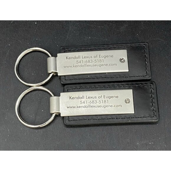 LEXUS OEM Black & Brown Leather Key Chain Rings Set Dealer Eugene OR Lot 2 - Picture 3 of 8